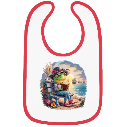 Frog Pet Cottagecore Aesthetic Frog Reading Book Bibs