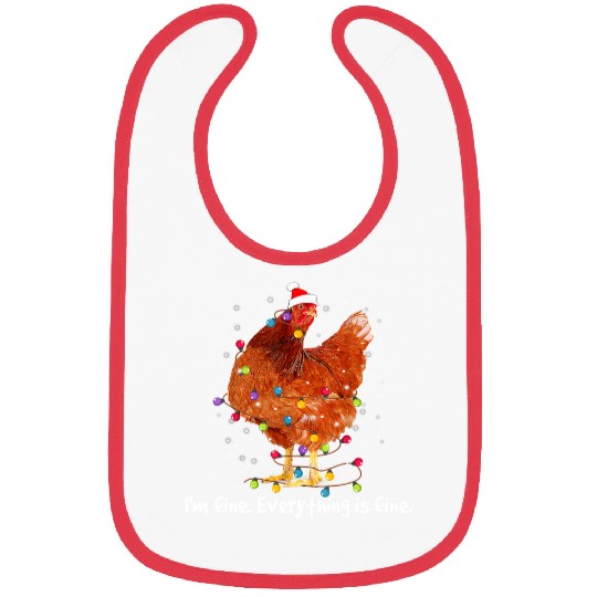 Chicken Pet xmass Lights Im Fine Everything Is Fine Christmas Bibs