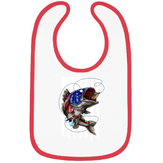 Fishing Fun Bass Fish American Flag 75 Bibs