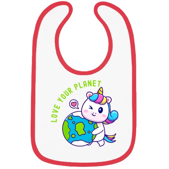 Unicorn Pet Love Our Planet Cute Earth Day World Unicorn Kids Bibs