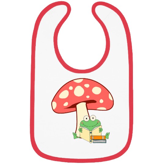 Frog Pet Cottagecore Aesthetic Frog Reading Book Mushroom Lover Bibs