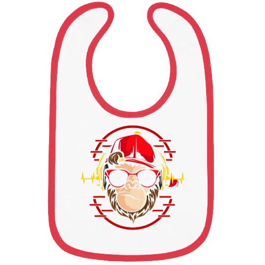 Gorilla Pet Dj Monkey Gorilla With Headphones Ape Disk Jockey Bibs