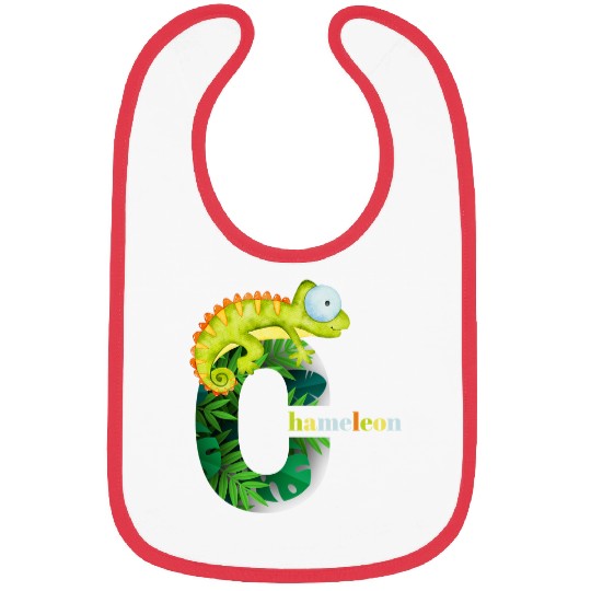 Chameleon Pet sits on letters C Bibs
