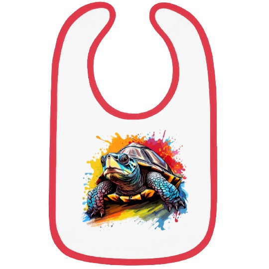 Turtle Pet Colorful Eastern Box Turtle Lover Splash Art Bibs