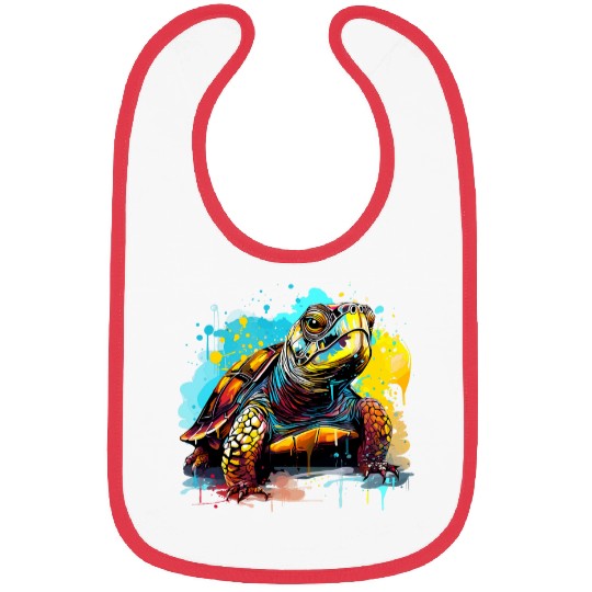 Turtle Pet Colorful Eastern Box Turtle Lover Splash Art 1 Bibs