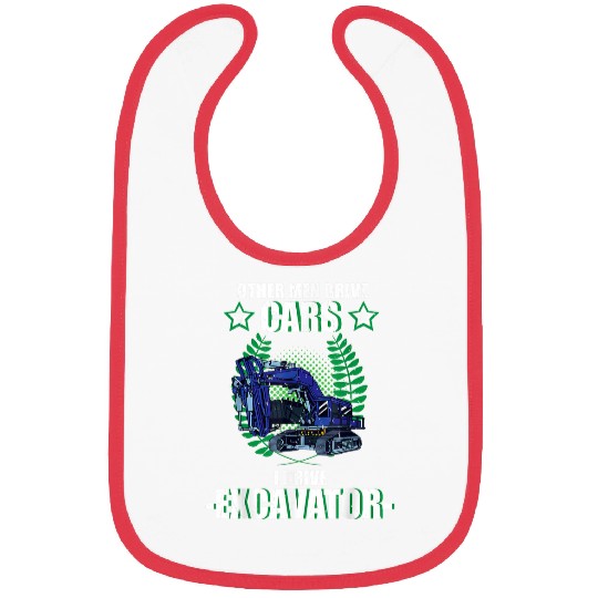 Excavator Fun driver vehicles construction site saying 1 Bibs