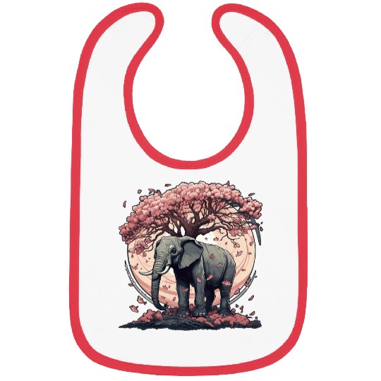 Elephant Mammal Cherry Blossoms Tree Bibs