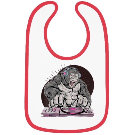 Gorilla Pet Dj Monkey With Headphones Bibs