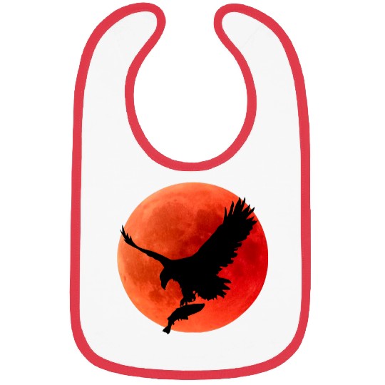 Fishing Fun Blood Moon Lunar Eclipse Eagle Fishing Silhouette Bibs