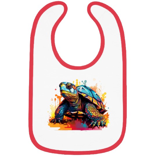 Turtle Pet Eastern Box Turtle Lover Colorful Splash Art Bibs