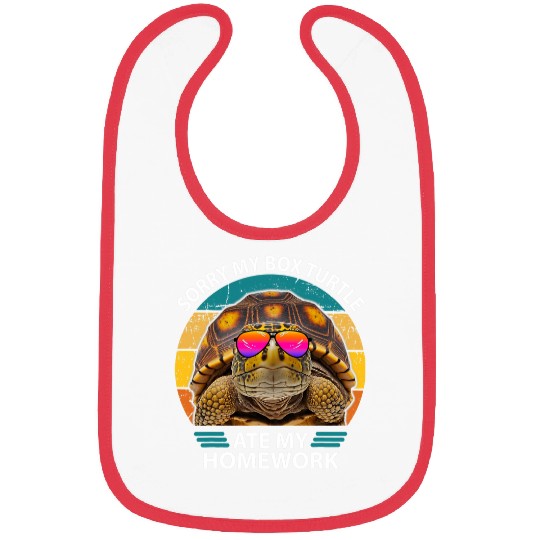 Turtle Pet Funny Box Turtle Lover sarcastic quotes Ate My homeswork Kids Bibs