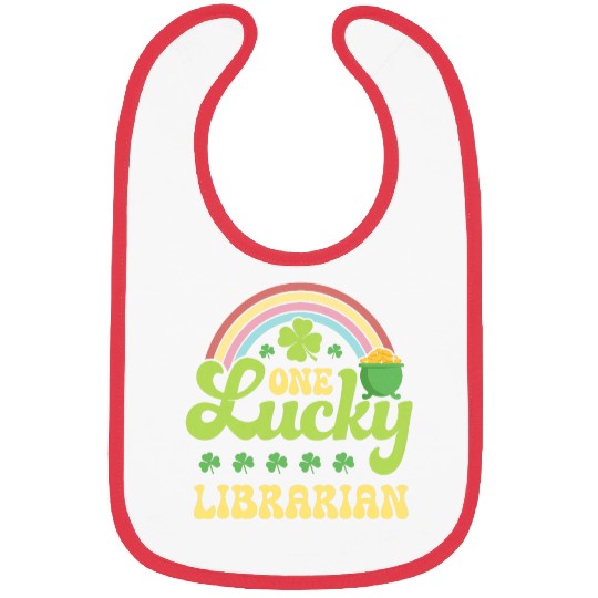 One Lucky Librarian St Patricks Day Rainbow Green Bibs