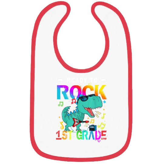 Dinosaur Pet Kids Ready to Rock 1st Grade Bibs
