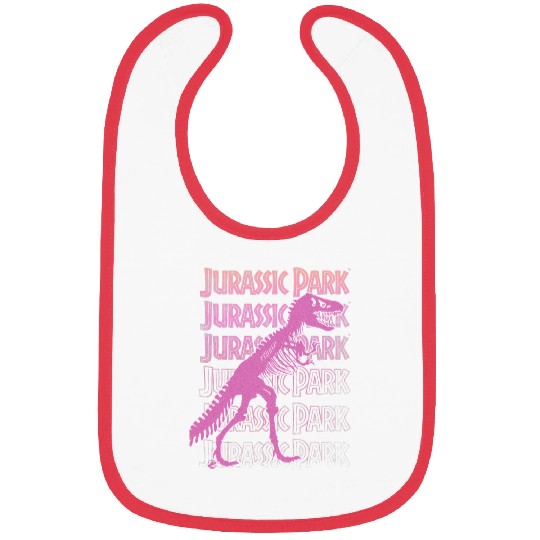 Dinosaur Pet Jurassic Park TRex Large Skeletons Silhouette Pink Gradient Bibs
