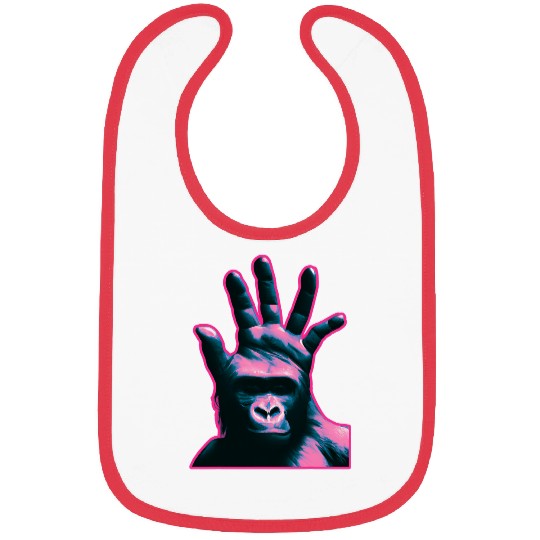 Gorilla Pet Vaporwave Hand Head Ape Palm Gorilla Chimpanzee Chimp Monkey Bibs