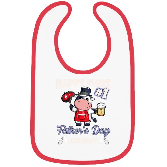 Cow Pet Happy First Fathers Day Daddy Bbq Beer Bibs