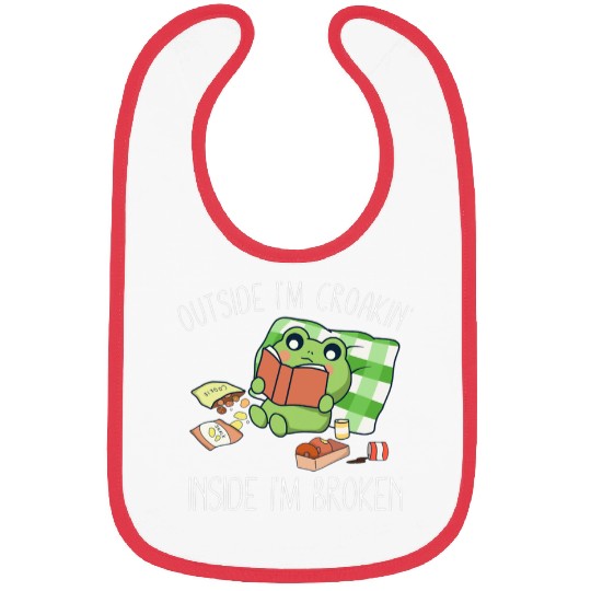 Frog Pet Outside Im Croakin Inside Im Broken Depressed anxietys Frog Bibs