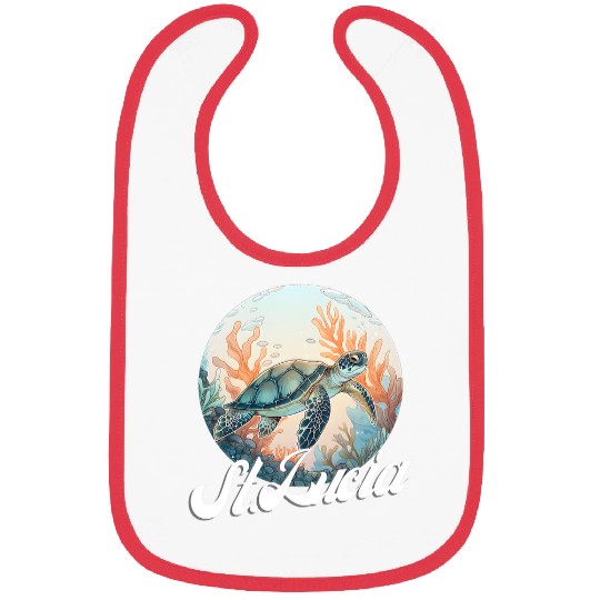 Turtle Pet St Lucia Patriotic Turtle Illustration Bibs