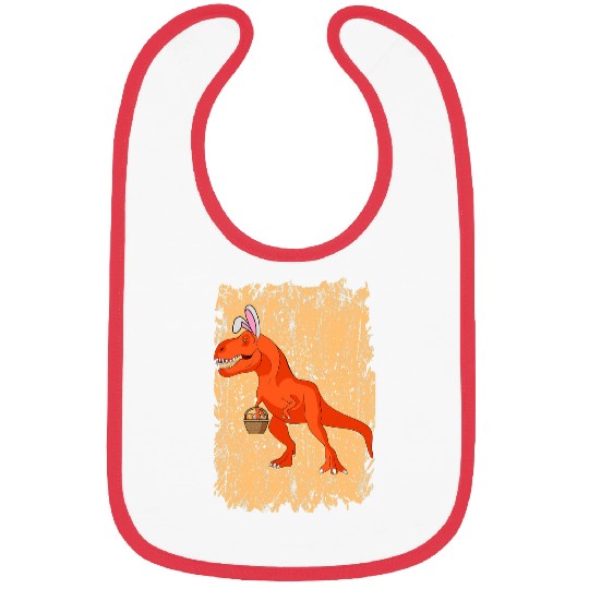 Dinosaur Pet Happy Easter Dino Lover Trex With Bunny Ears And Gift Basket Bibs