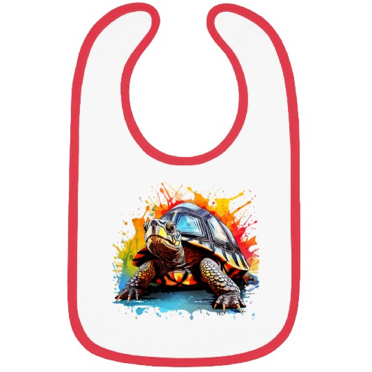Turtle Pet Splash Art Eastern Box Turtle Lover Colorful Bibs