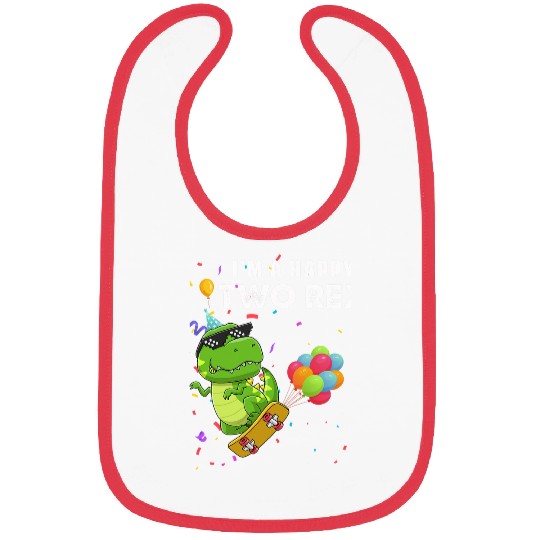 Dinosaur Pet Im a happy two rexs second birthday Bibs