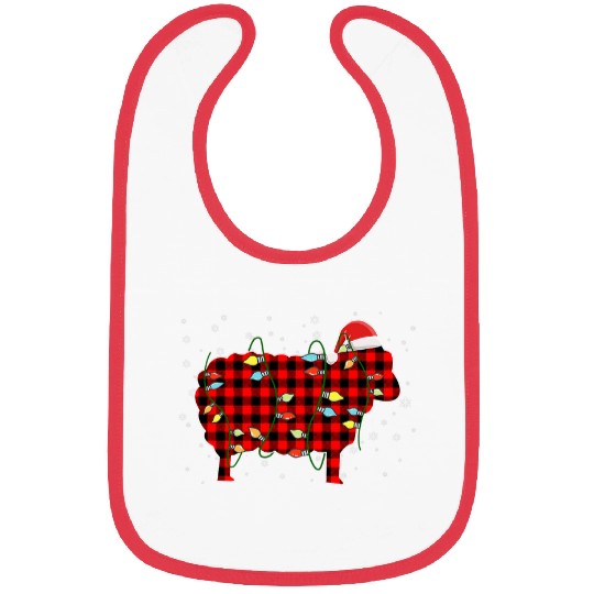 Sheep Pet Santa Holiday buffalo plaids Christmas Bibs