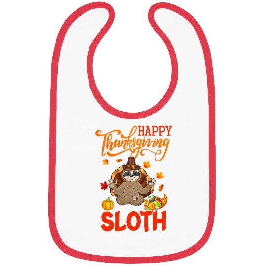 Sloth Pet Happy Thanksgiving Sloth Costume Turkey Fall Leaves Lover Bibs