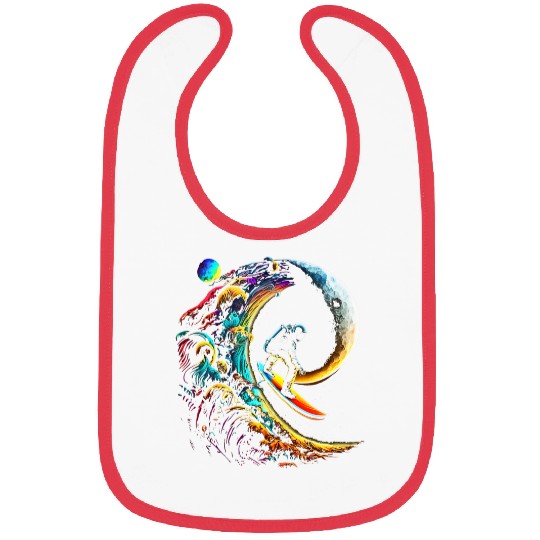 Astronaut Job surfing through space universe galaxy planets moon 3 Bibs