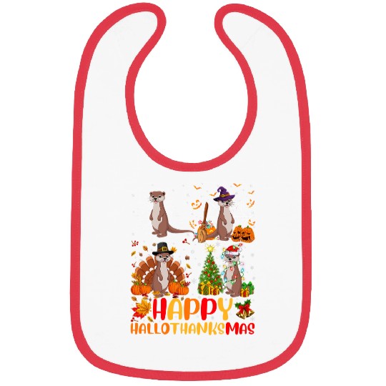 Otter Pet Otters Halloween Thanksgiving Christmas Sea Otter Hallothanksmas Bibs