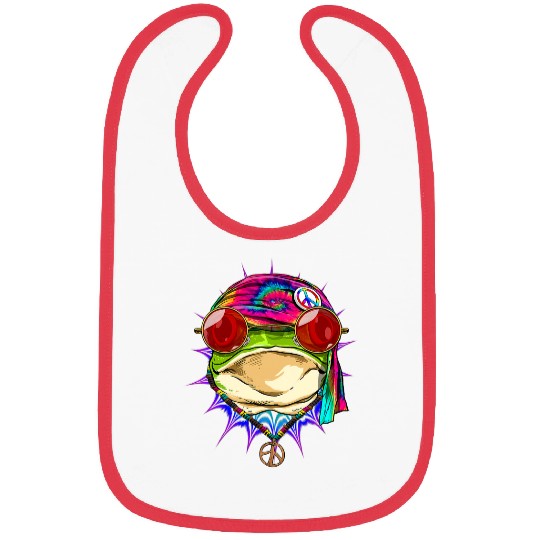 Frog Pet Hippie Frog Toad Tie Dye Peace Sign psychedelics Frog Lover 9 Bibs