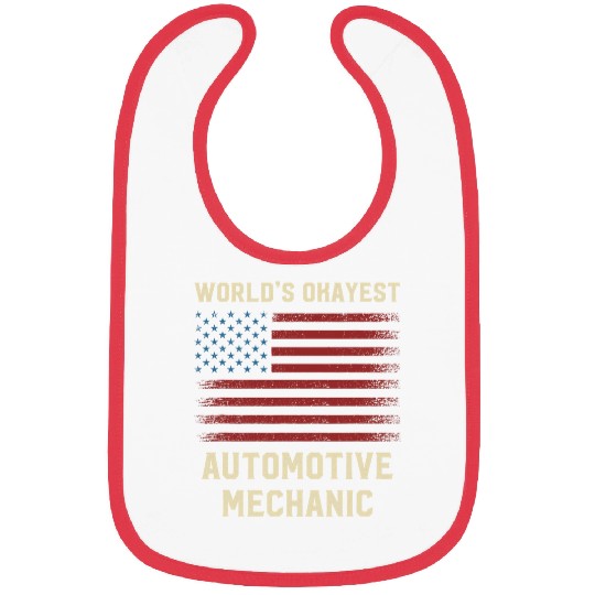 Worlds Okayest Automotive Mechanic American Flag Bibs