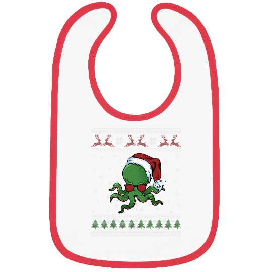 Octopus Pet Cute Cthulhu xmass Squid Monster Ugly Christmas 05 Bibs