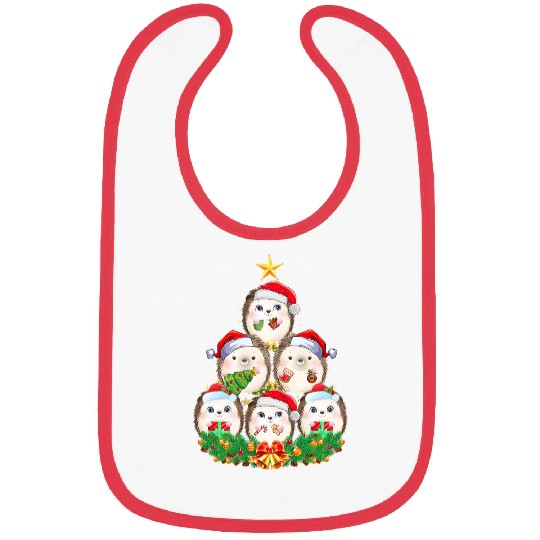 Hedgehog Pet Christmas Tree Kawaii Hedgehogs Lights Santa Hat Bibs