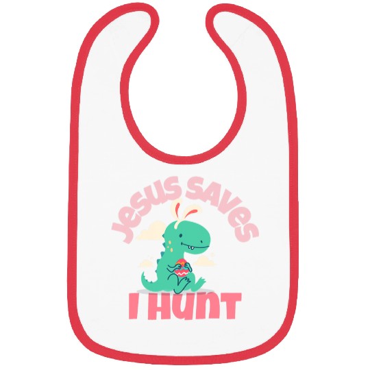 Dinosaur Pet Jesus Saves I Hunt Dinosaur Easter Fun Easter Christian 2 Bibs