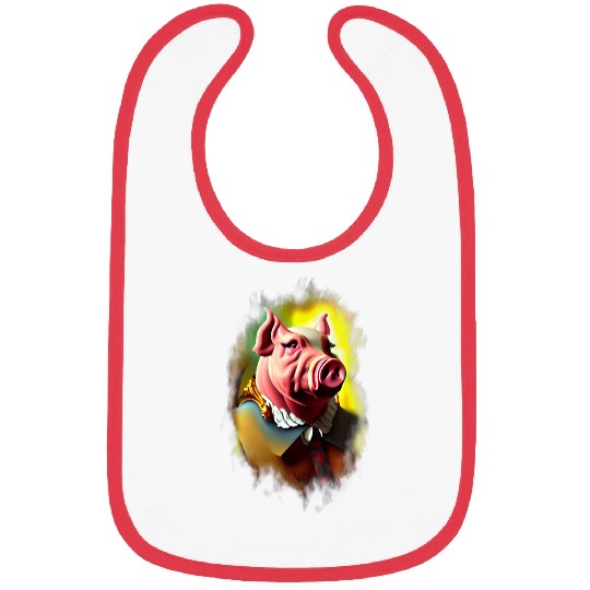 Pig Pet Funny elegant Pig Animal Face Funny Idea Bibs
