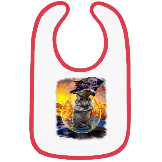 Hamster Pet Dwarf Hamster Pirate Sailing in Round Fish Tank Bibs