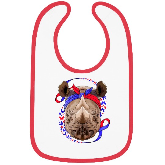 Rhino Pet CHD Awareness Rhino Bandana Red And Blue Ribbon Bibs