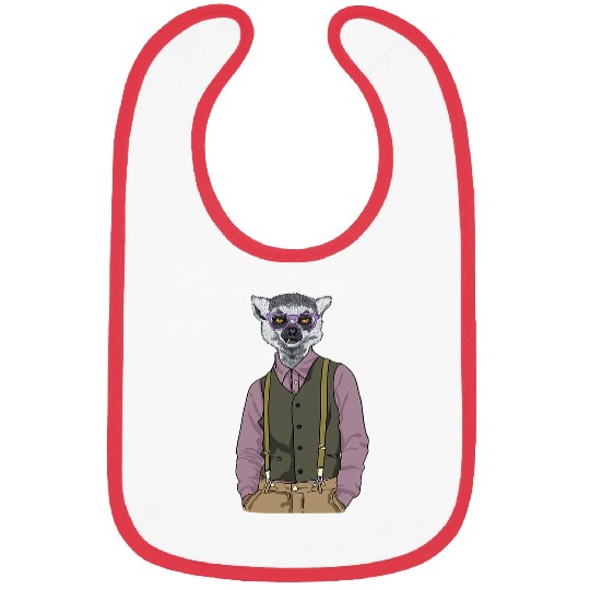 Lemur Pet Hipster Ring Tailed Lemur Primate Party Animal Monkey Lover Bibs