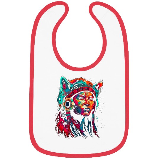 Coyote Mammal Woman wolfs Head Native American Courageous Bibs
