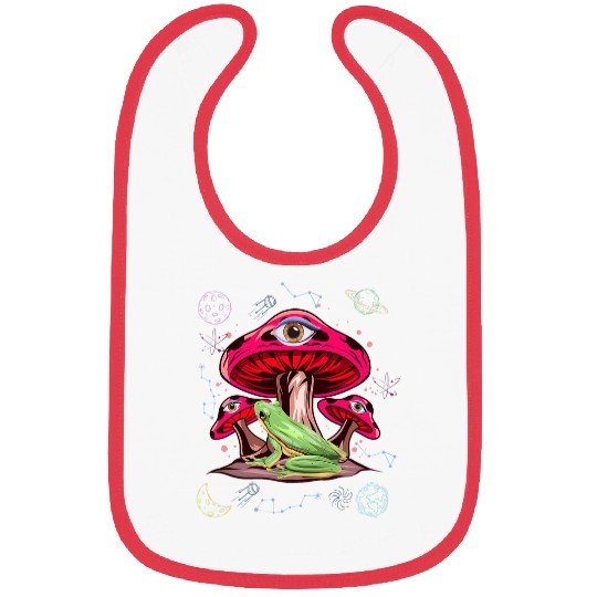 Frog Pet psychedelics Hippie Frog Toad Mushrooms Forest All Seeing Eye Bibs