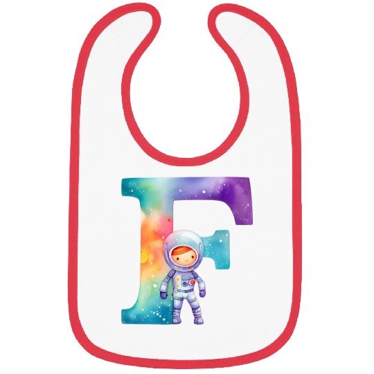 Space Astronaut Letter F Name Monogram Initial Galaxy Planet Bibs