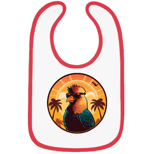 Chicken Pet Cool Retro sunset vintages sunrise Bibs