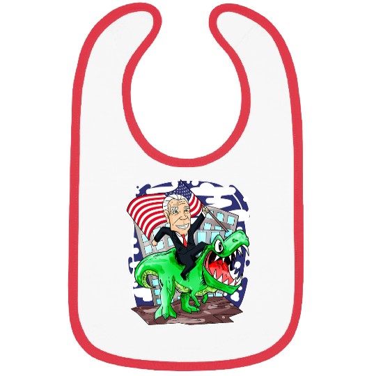 Dinosaur Pet Joe Biden Dinosaur American Flag Bibs