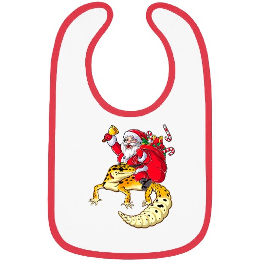 Gecko Pet Fun Santa Delivering Presents On Leopard Gecko Lizard 1 Bibs