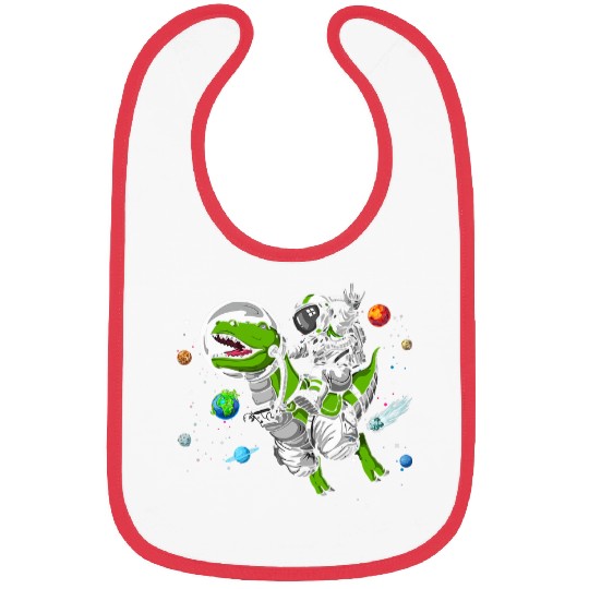 Dinosaur Pet Astronaut Riding TRex Dinosaur Astro Space Cosmic Bibs