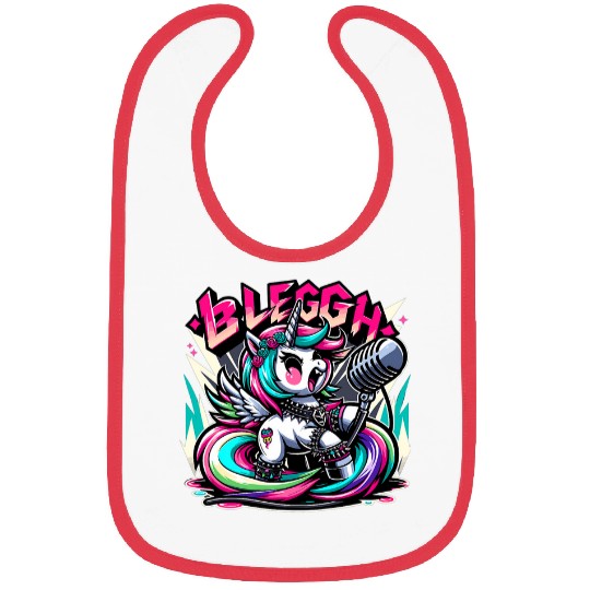 Unicorn Pet Blegh Metalcore Unicorn Screaming Into a Microphone Bibs