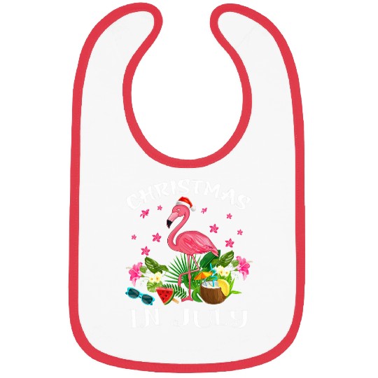Flamingo Pet Christmas In July Tee Pink Bibs