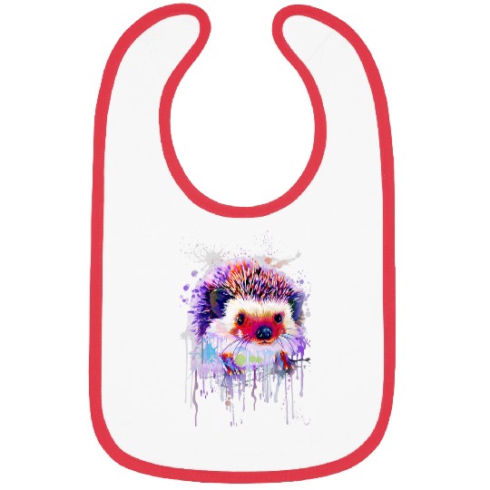 Hedgehog Pet Face Hand Drawn Water Color Splash Art Colorful Pet Bibs