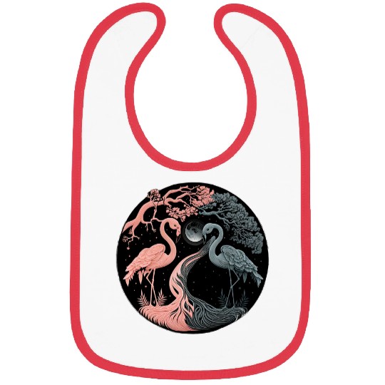 Flamingo Pet Moon Art Animal Print Bibs