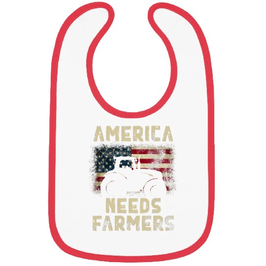 Tractor Fun driving America Needs Farmers Tractor American Flag 8 Bibs